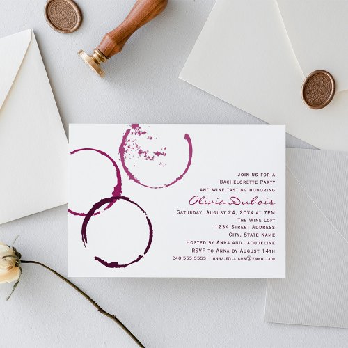 Rustic Burgundy Wine Stain Wedding Bachelorette Invitation