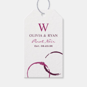 Rustic Burgundy Wine Stain Wedding Favor Gift Tags