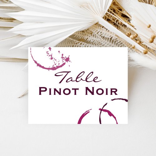 Table Name Cards | Types of Wine Theme