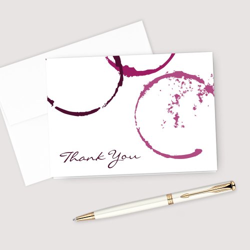 Rustic Burgundy Wine Stain Wedding Thank You Card
