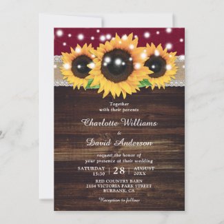 Rustic Burgundy Wood Sunflower Wedding