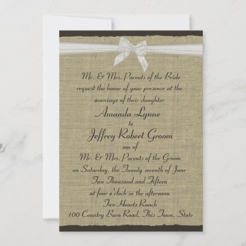 Rustic Burlap and Bow Invites