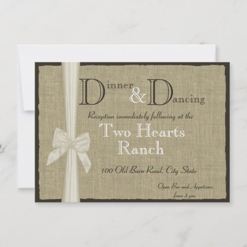 Rustic Burlap and Bow Reception Info Card