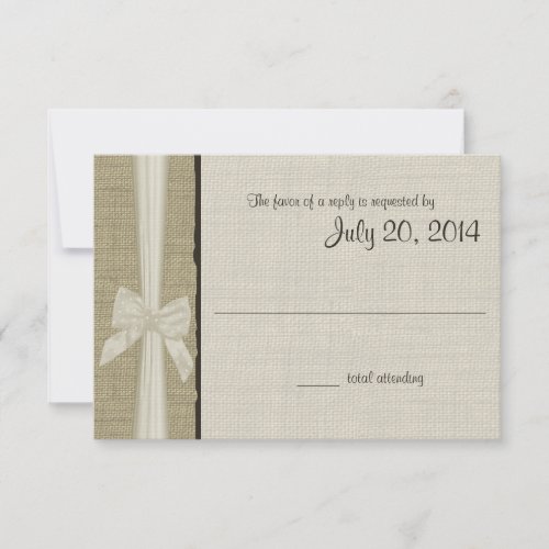 Rustic Burlap and Bow Rustic Country Response Custom Invite