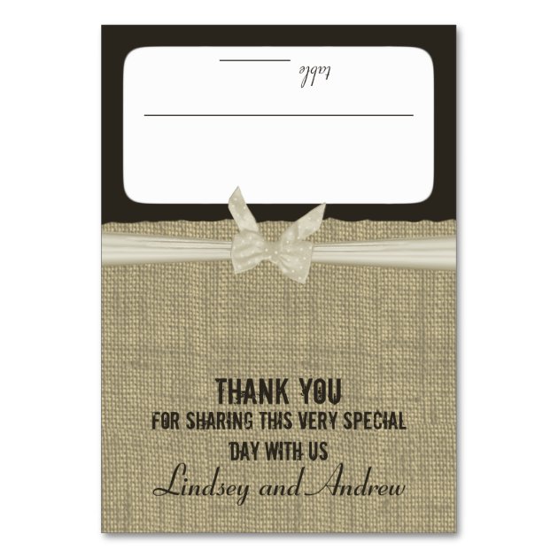 Rustic Burlap And Bow Seating Invitation