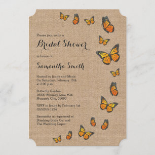 Rustic Burlap and Butterfly Invitation