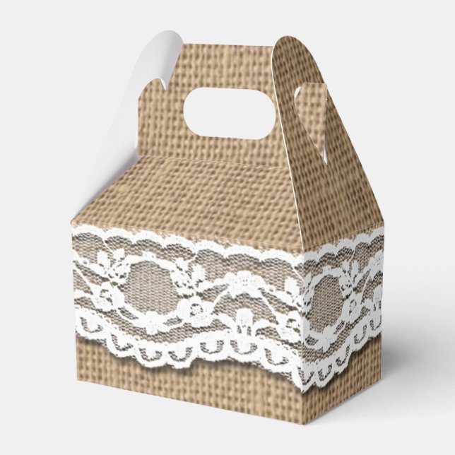 Rustic Burlap and Lace Art Gable Favor Box (Back Side)