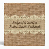 Rustic Burlap and Lace Bridal Shower Recipe Binder (Front)