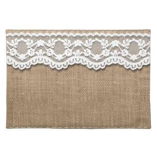 Rustic Burlap and Lace Cloth Placemat