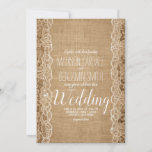 Rustic Burlap and Lace Country Wedding Invitation