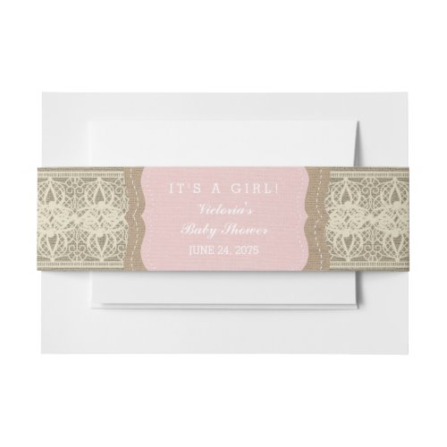 Rustic Burlap and Lace Invitation Belly Band