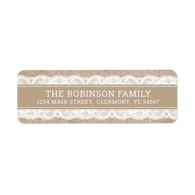 Rustic Burlap and Lace Label (Front)