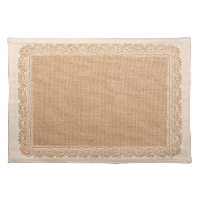 Rustic Burlap and Lace Look Gift Template 4 Placemat (Front)
