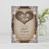 Rustic Burlap and Lace Save The Date Cards (Standing Front)