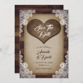 Rustic Burlap and Lace Save The Date Cards (Front/Back)