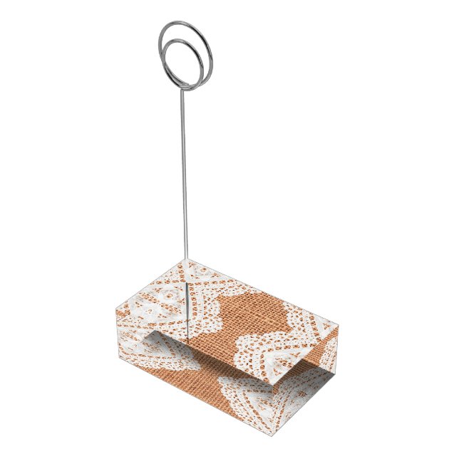 Rustic Burlap and Lace Table Card Holder (Corner)