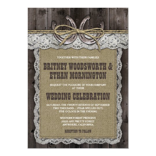 Rustic Burlap And Lace Wedding Invitations