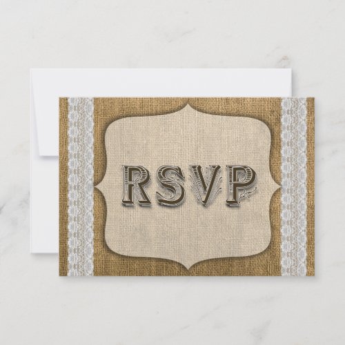 Rustic Burlap And Lace Wedding Response Card