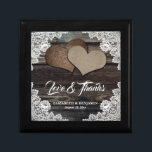 Rustic Burlap and Lace Wooden Jewelry Keepsake Box<br><div class="desc">Create a beautiful and practical gift for your rustic country wedding party. Matching items available.</div>
