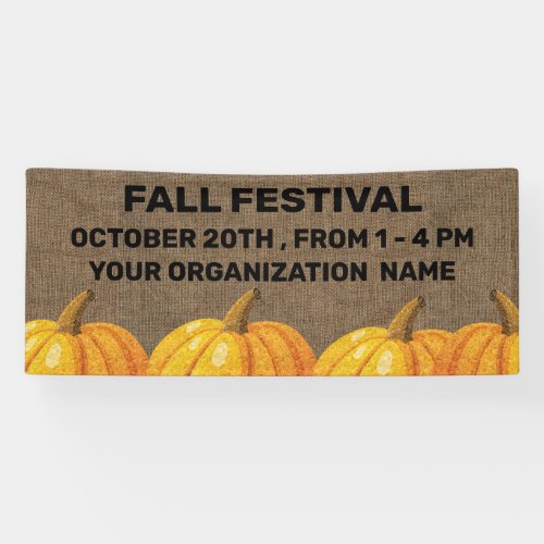 Rustic Burlap and Pumpkin Fall Festival Banner
