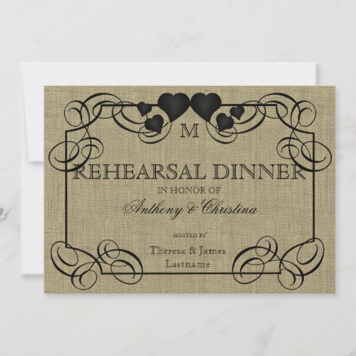 Rustic Burlap and Slate Custom Invitations