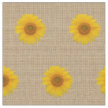 Rustic Burlap and Sunflower Printed Pattern Fabric