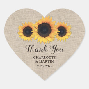 Rustic Burlap and Sunflower Wedding Favor Stickers