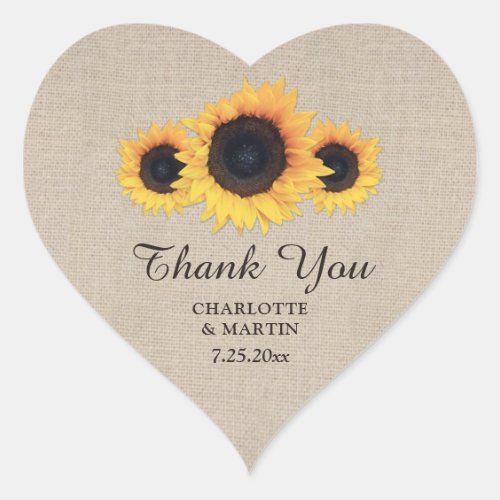 Rustic Burlap and Sunflower Wedding Favor Stickers