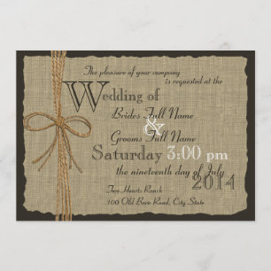 Rustic Burlap and Twine Wedding Invitation
