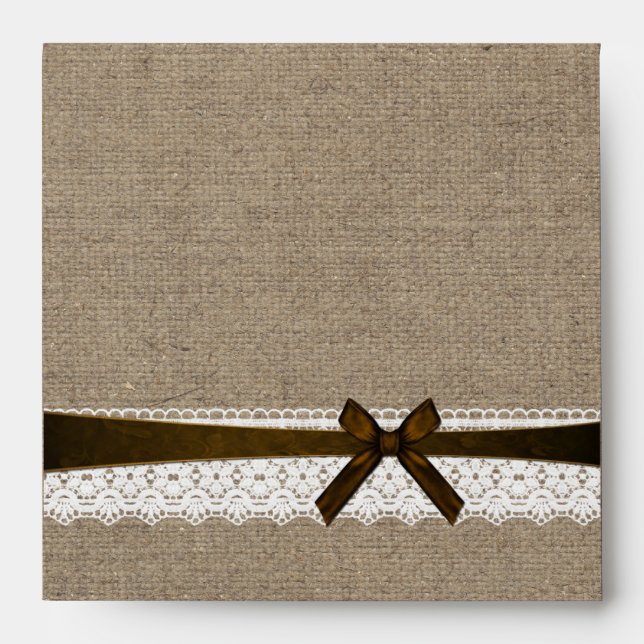 Rustic Burlap and Vintage Lace Envelope (Front)