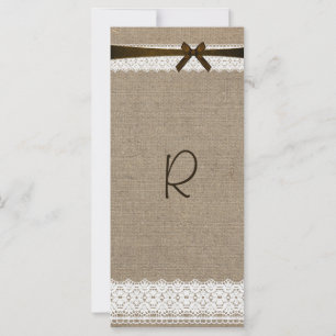 Rustic Burlap and Vintage Lace Program Rack Card