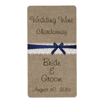 Rustic Burlap And Vintage Lace Wedding Wine Label by Wedding_Trends at Zazzle