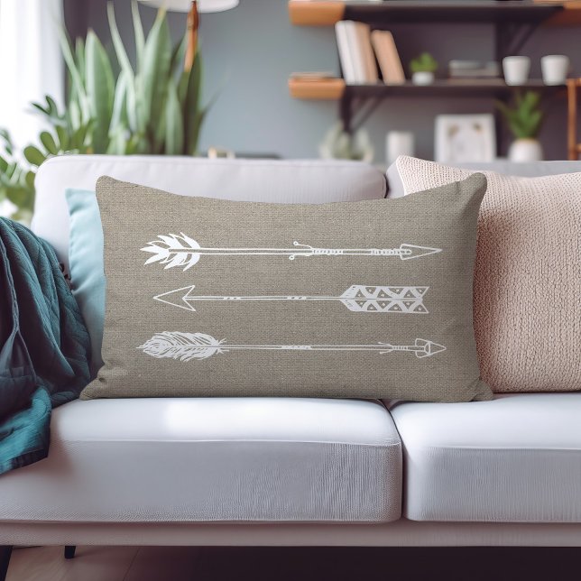 Rustic Burlap Arrows Lumbar Pillow (Creator Uploaded)