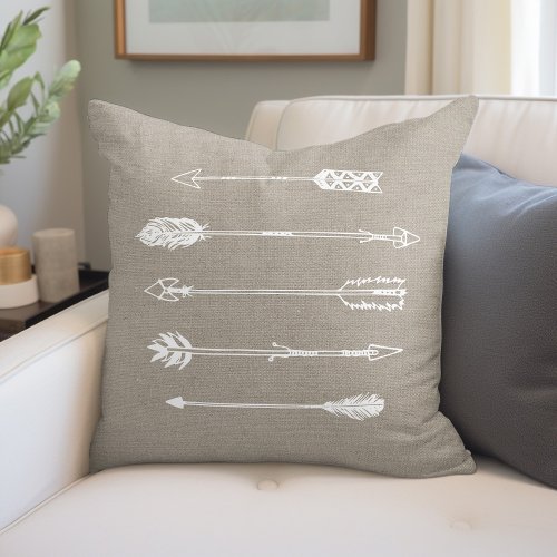 Rustic Burlap Arrows Throw Pillow