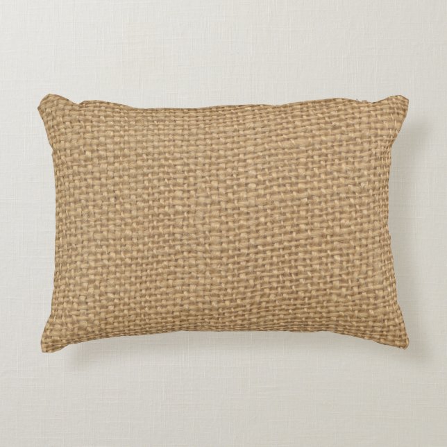 Rustic Burlap Background Printed Accent Pillow (Front)