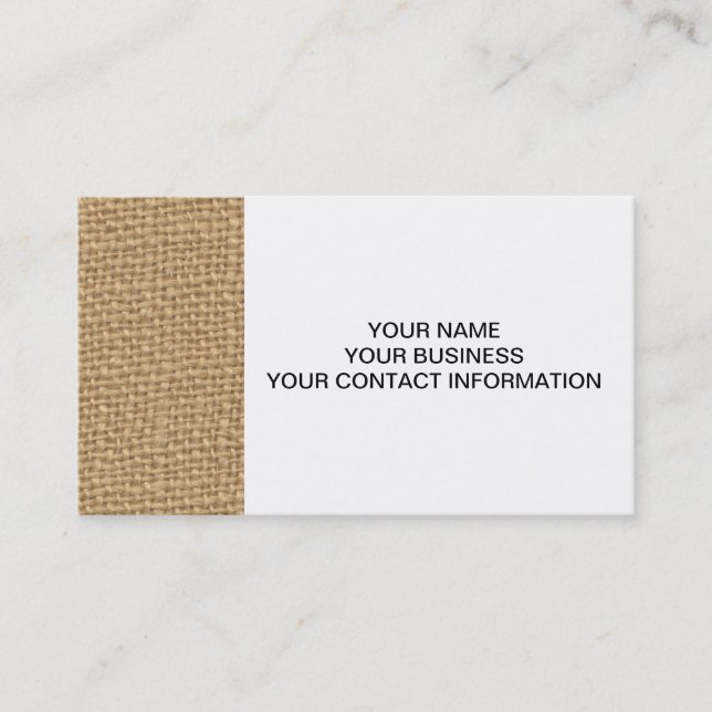 Rustic Burlap Background Printed Business Card (Front)