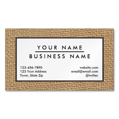 Rustic Burlap Background Printed Business Card Magnet