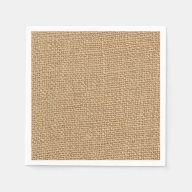 Rustic Burlap Background Printed Paper Napkins (Front)