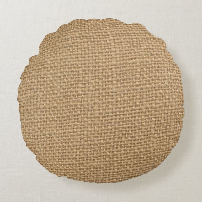 Rustic Burlap Background Printed Round Pillow (Front)