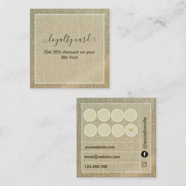 Rustic Burlap Beige Linen  Loyalty Card (Front/Back)