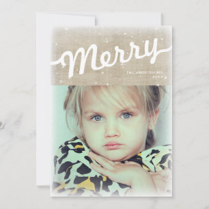 Rustic Burlap Big Merry Christmas Photo Card