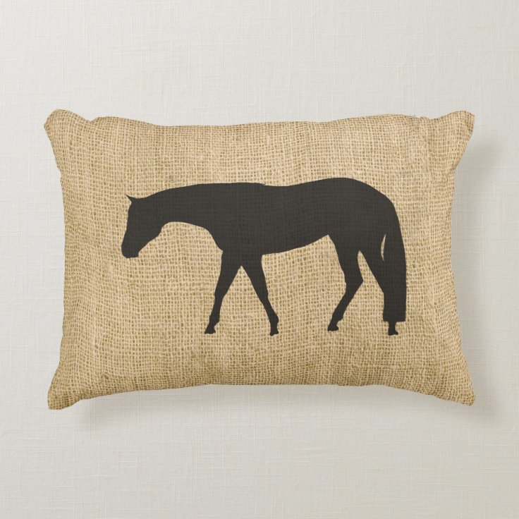 Rustic Burlap Black Western Pleasure Horse Decorative Pillow Zazzle