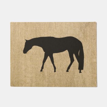Rustic Burlap Black Western Pleasure Horse Doormat by PandaCatGallery at Zazzle