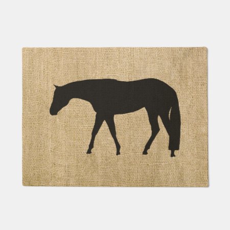 Rustic Burlap Black Western Pleasure Horse Doormat
