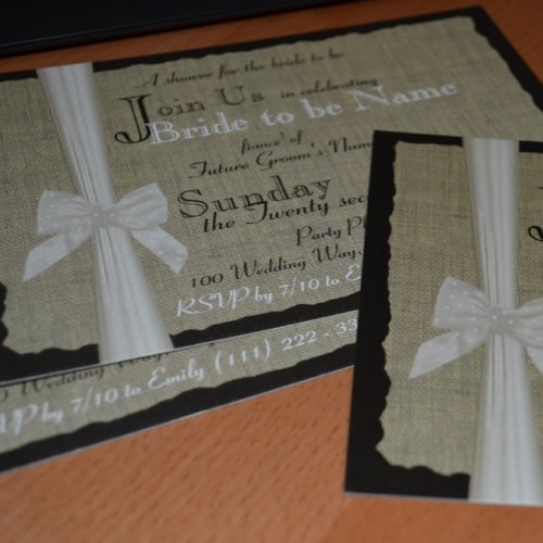 Rustic Bow and Burlap Bridal Shower Personalized Invites