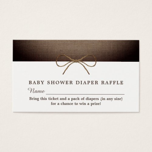 Rustic Burlap Bow Diaper Raffle Ticket