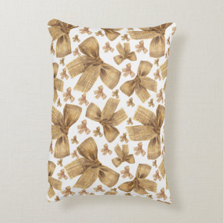 Rustic Burlap Bow Pattern Accent Pillow