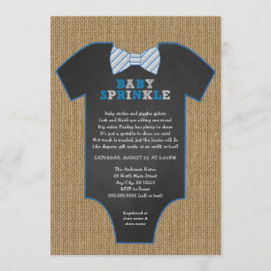 Rustic Burlap Bow Tie Shirt boy Baby Sprinkle Invitation