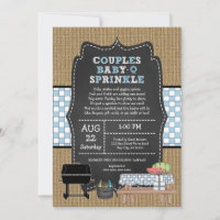 Rustic Burlap Boy Couples Baby Q Sprinkle Shower   Invitation