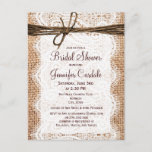 Rustic Burlap Bridal Shower Invitation Postcard